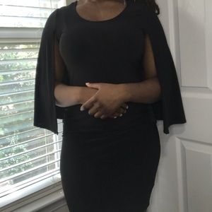 Black Drape Cut BodyCon Dress